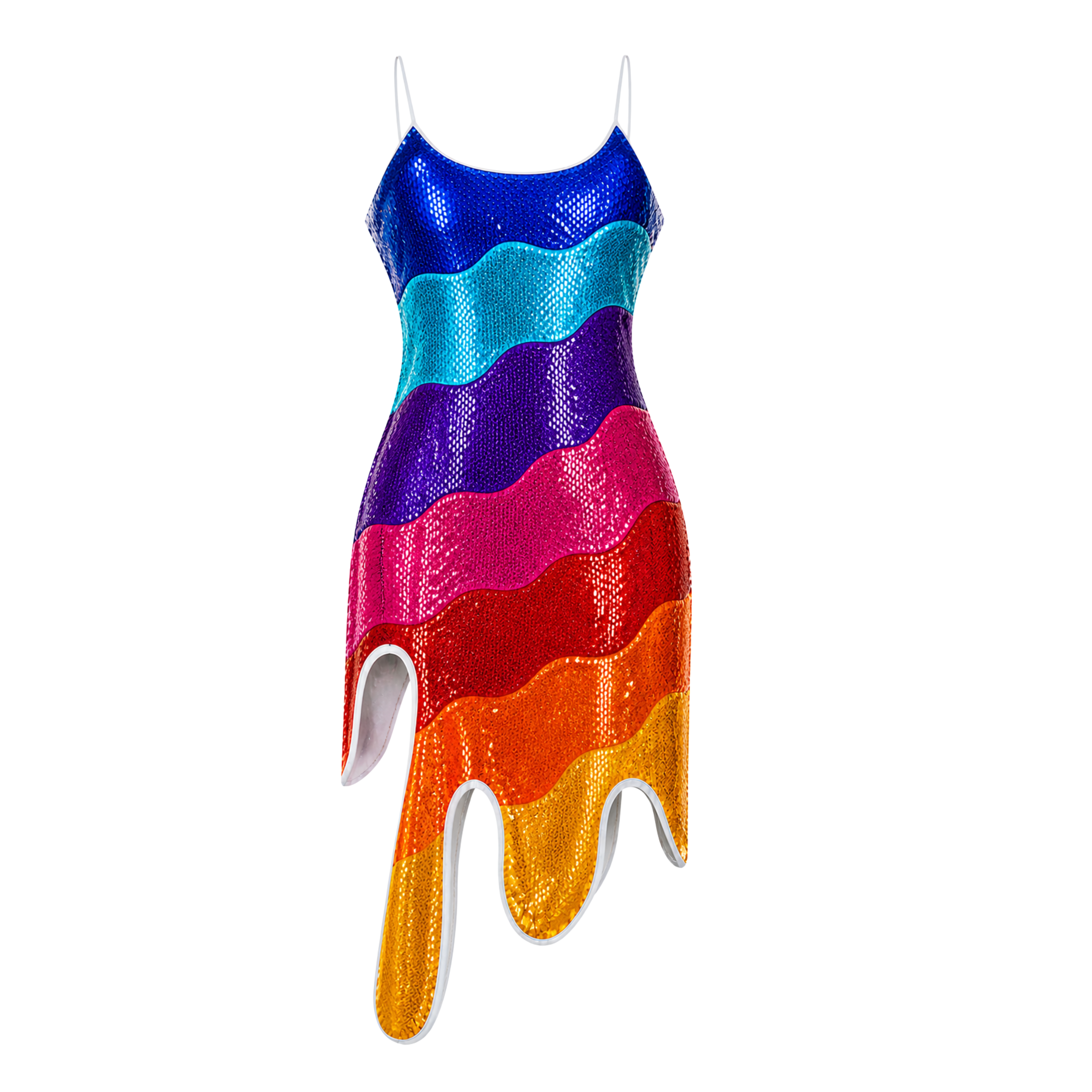 Multicolor Sequin Wavy Dress, M