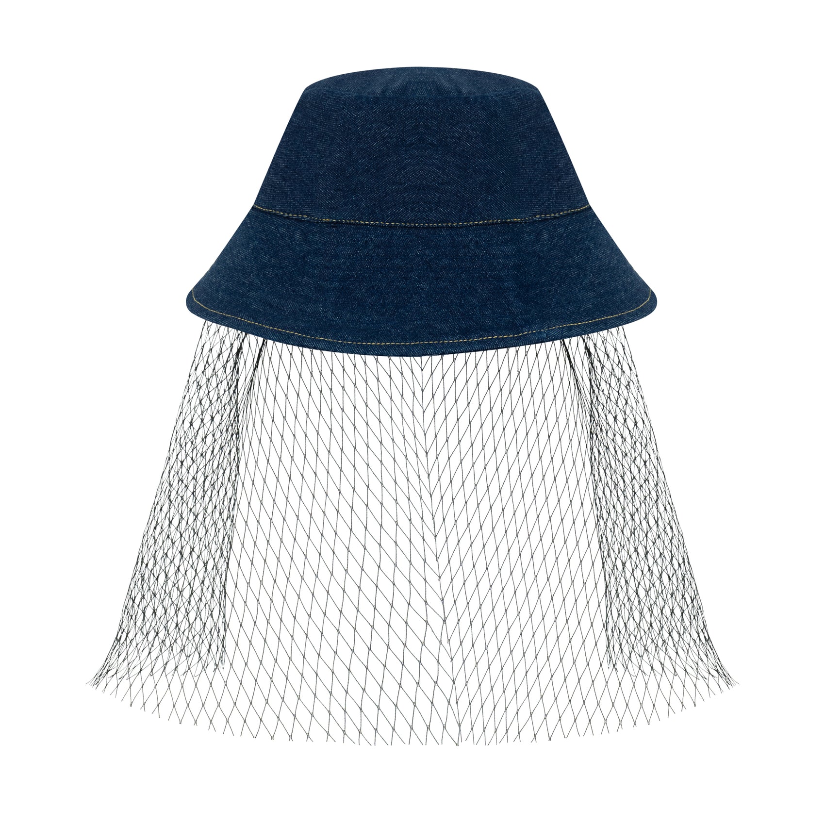 Denim Veil Detail Bucket Hat