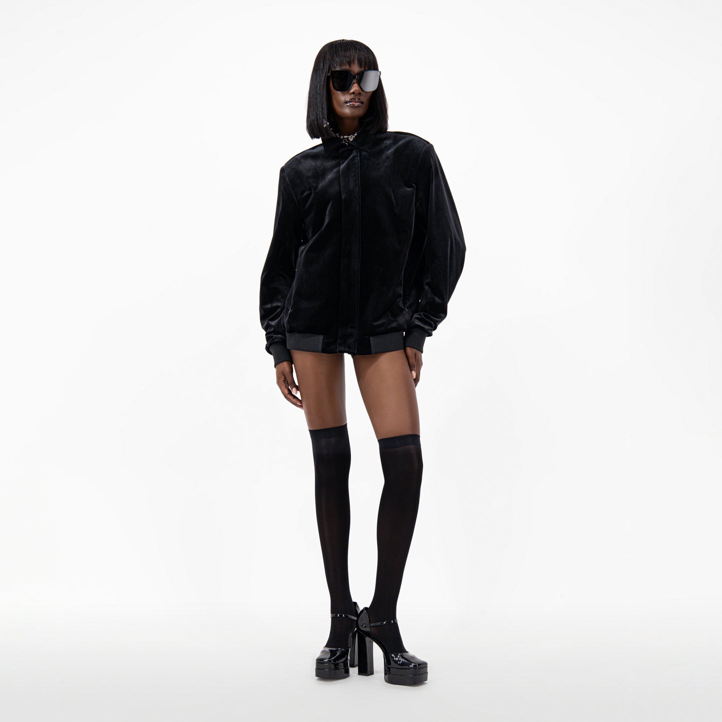 Black Velvet Bomber Jacket