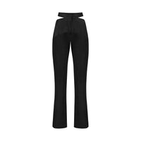 ÚCHÈ Black Cut Out Denim Pants - Black snake skin print pants featuring stylish cut-out side details for a bold and trendy look.