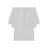 ÚCHÈ White Faux Leather Cut Out Skirt - Stylish mini skirt featuring cut-outs on both sides, complete with metallic button and zipper closure for a chic look.