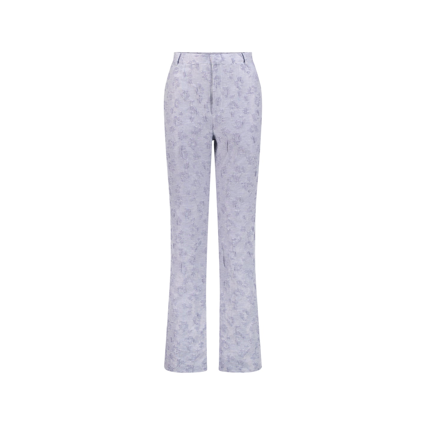 Blue Embossed Jacquard Pants