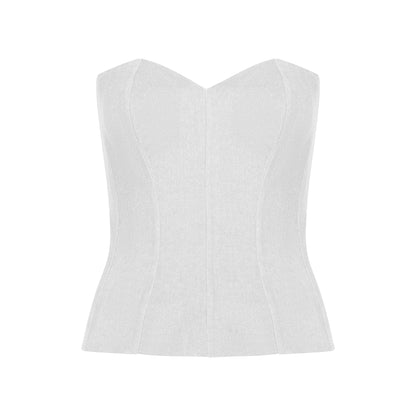 White Denim Corset Top