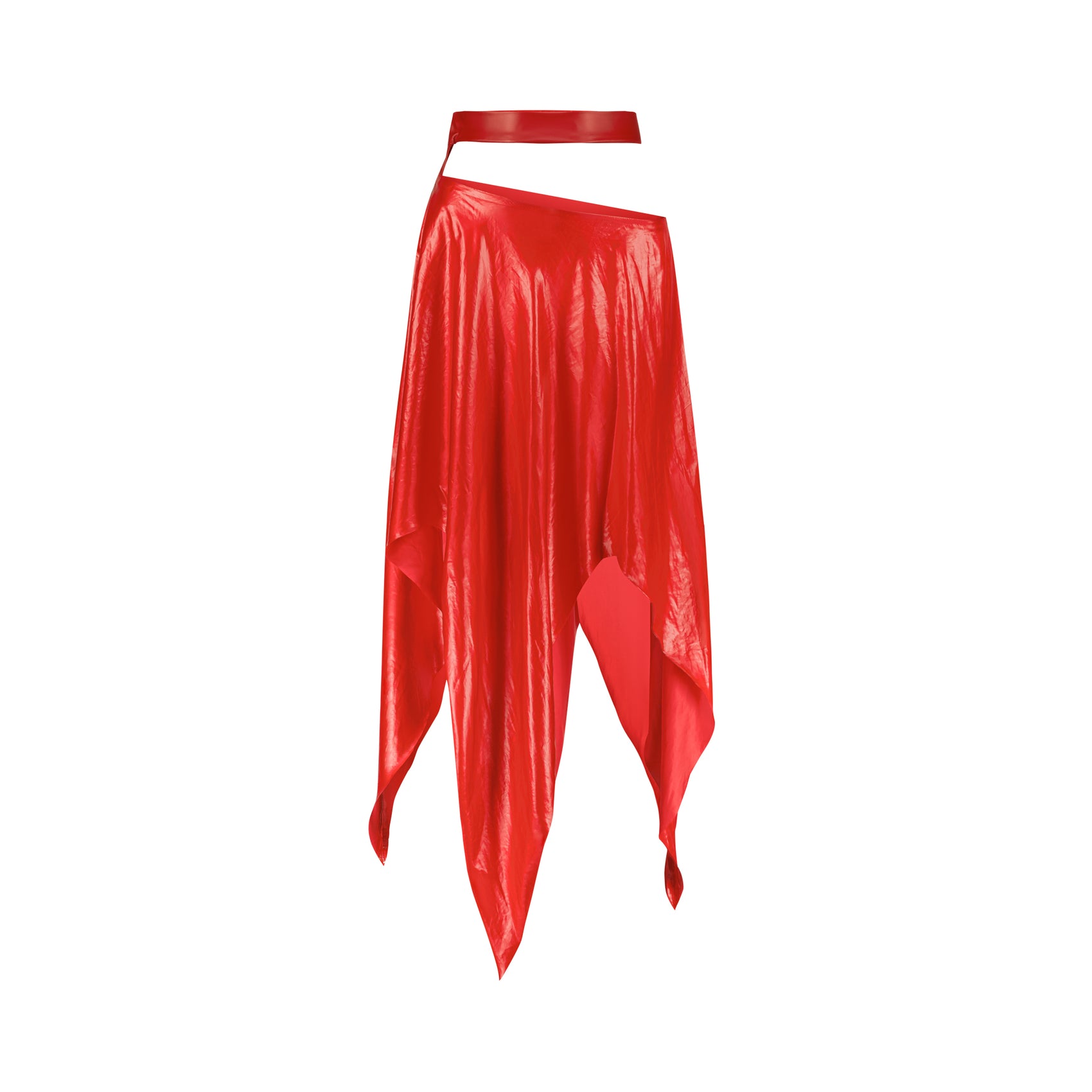 Satin Cut Out  Maxi Skirt in Red