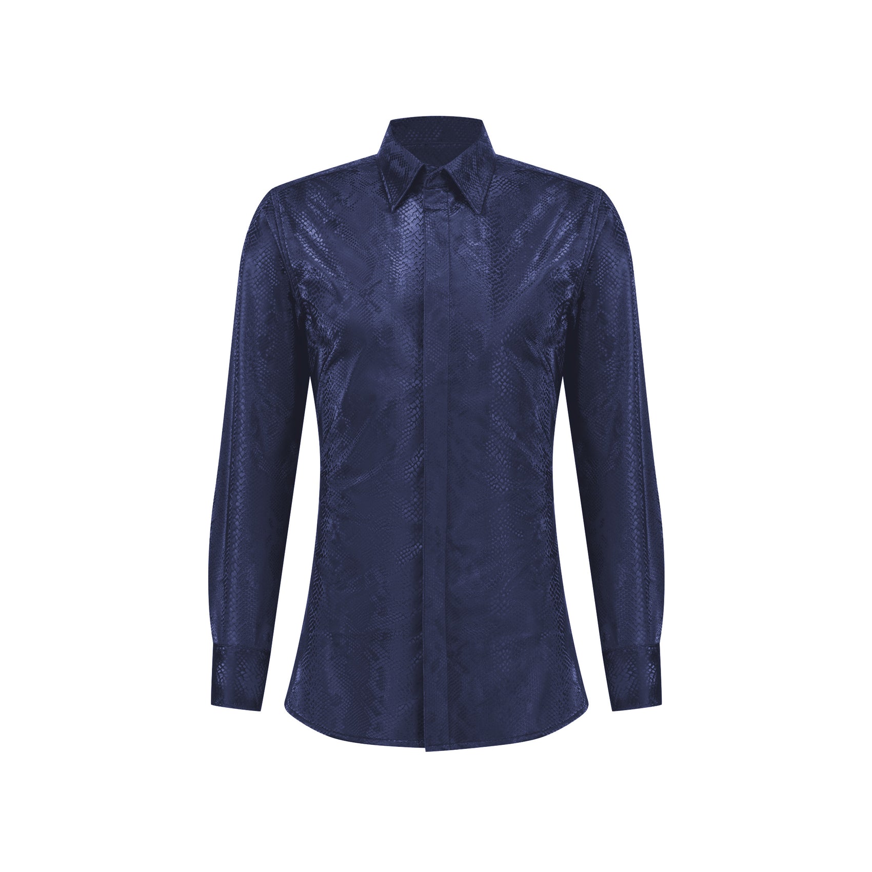 Snake Print Collared Shirt in Blue