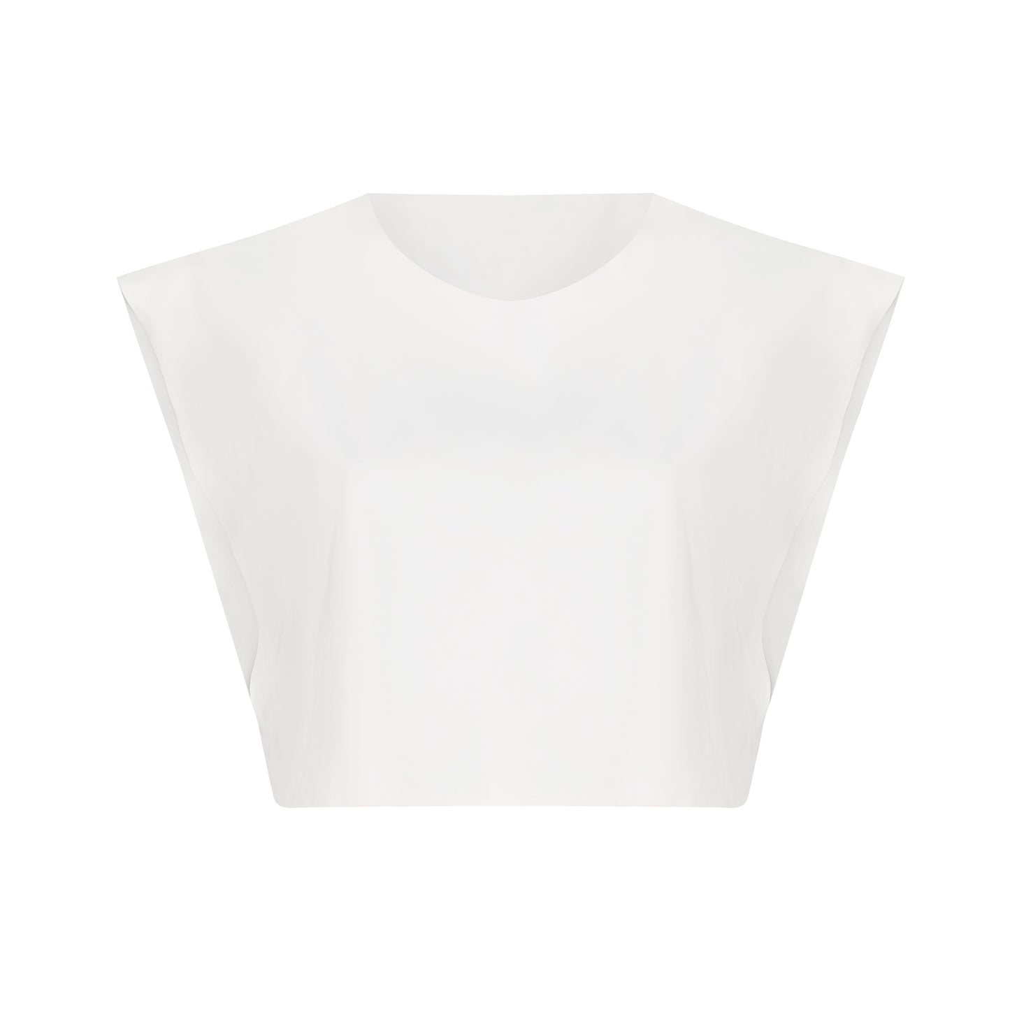 White Sleeveless Crop Shirt