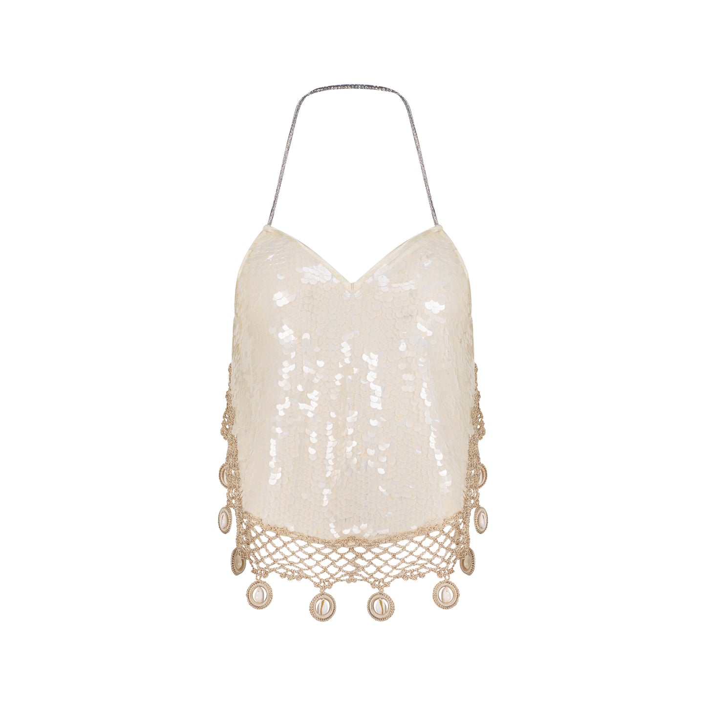 Sequin Halter Neck Crop Top