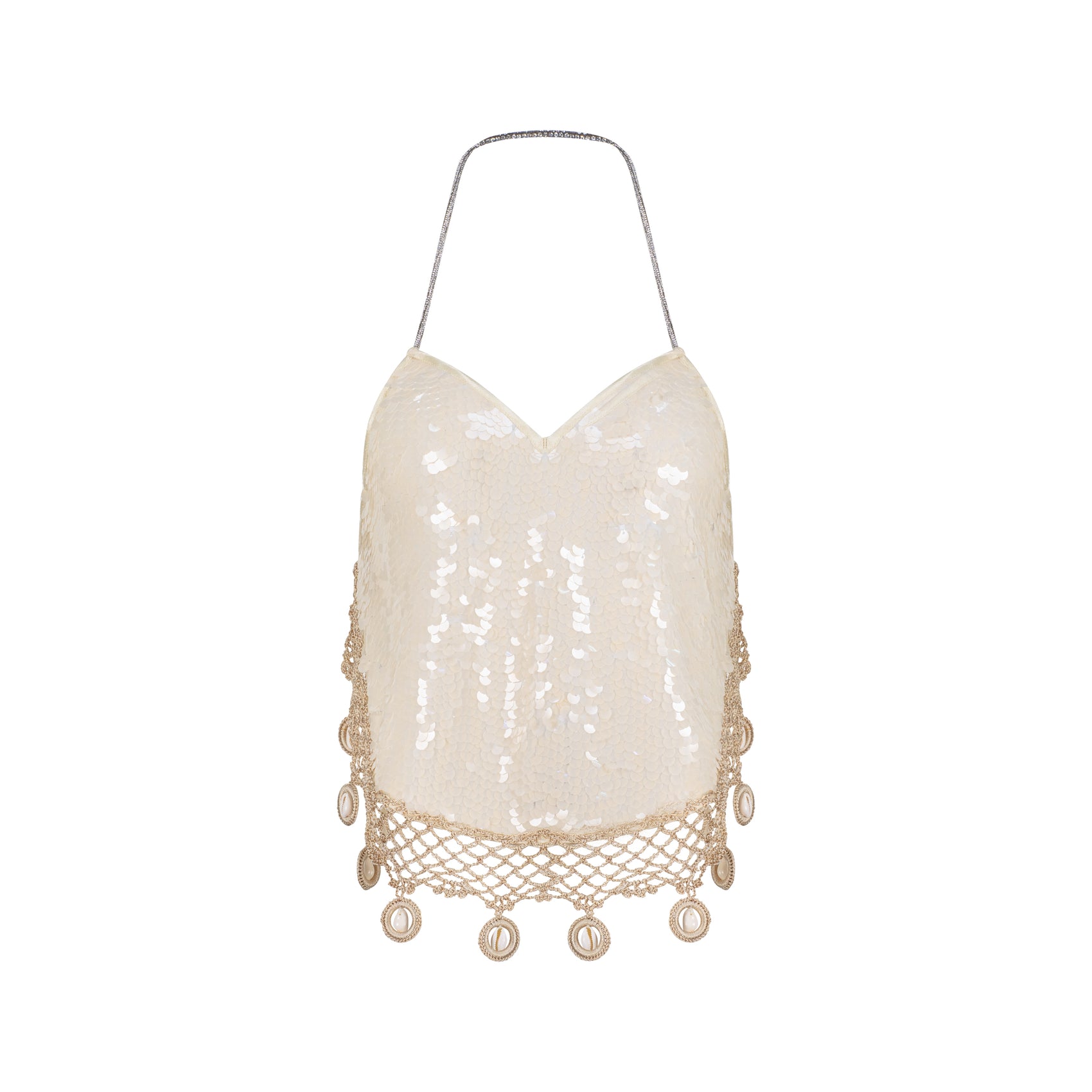 Sequin Halter Neck Crop Top