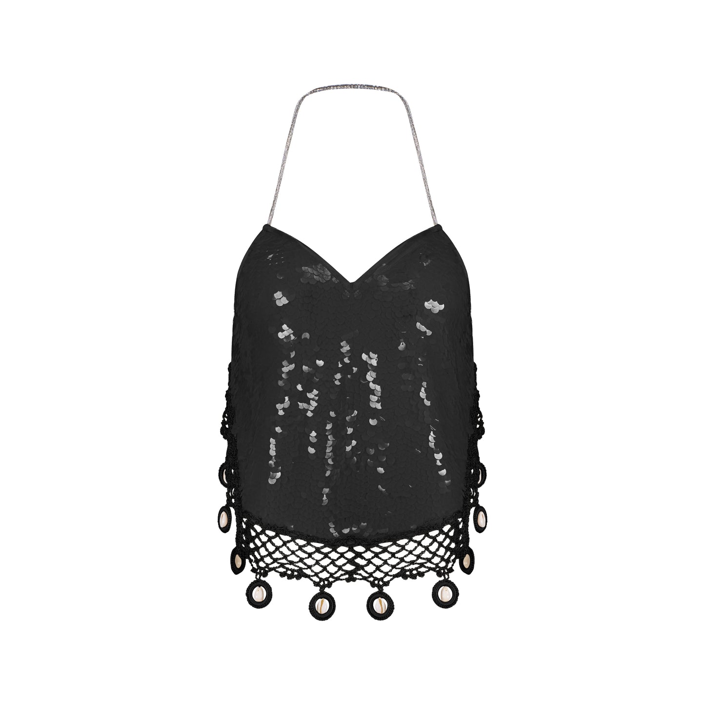 Sequin Halter Neck Crop Top
