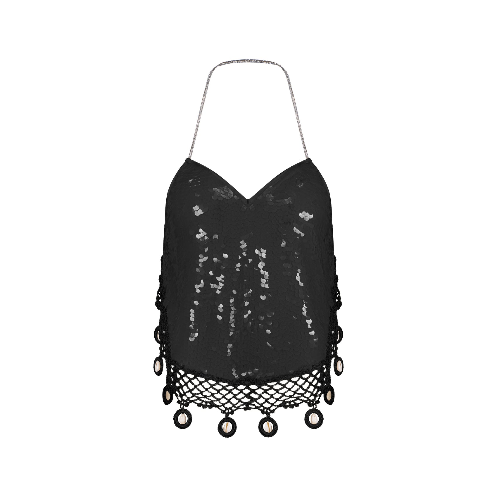 Sequin Halter Neck Crop Top