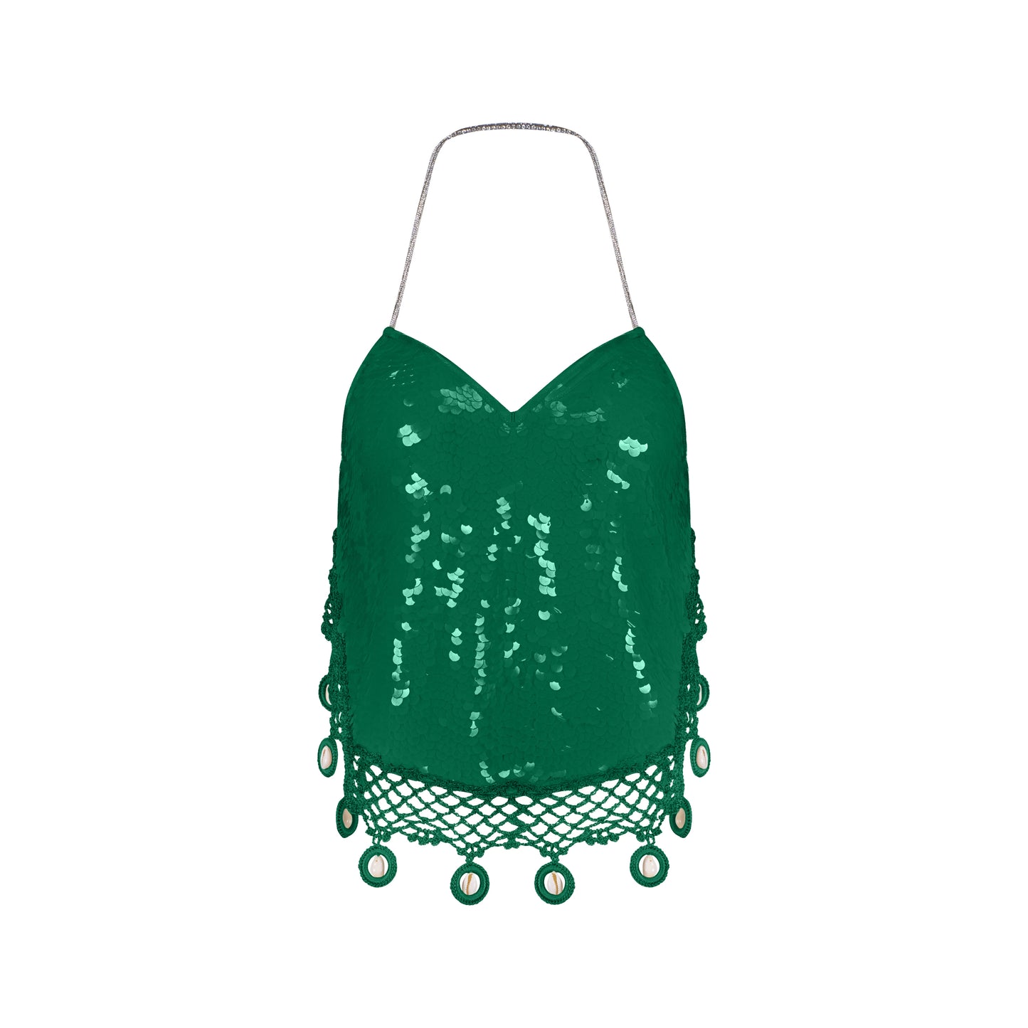 Sequin Halter Neck Crop Top