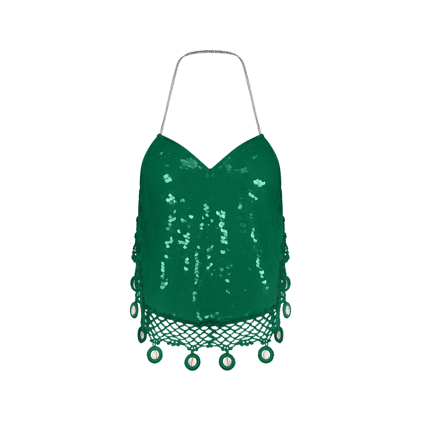 Sequin Halter Neck Crop Top