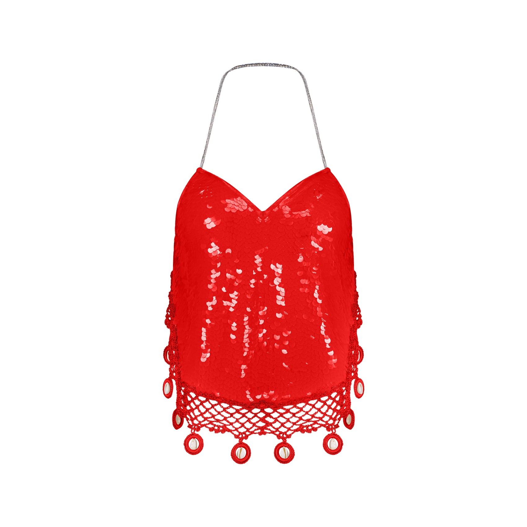 Sequin Halter Neck Crop Top