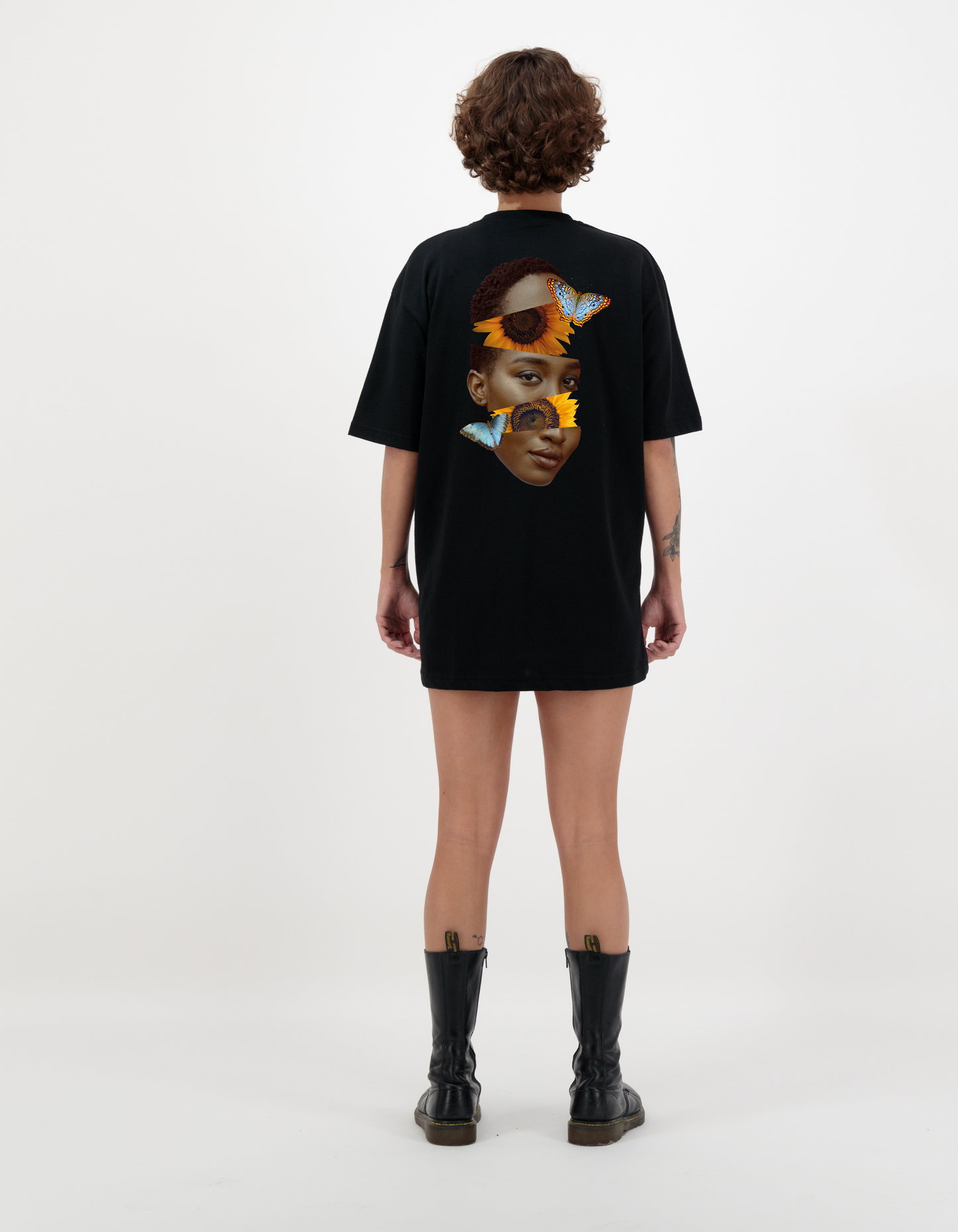 Sunflower Head Black T-Shirt