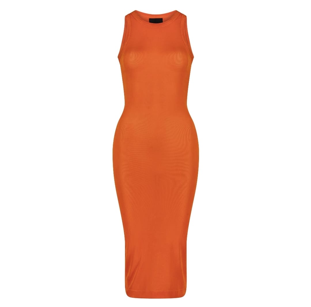 Robe semi-transparente en orange