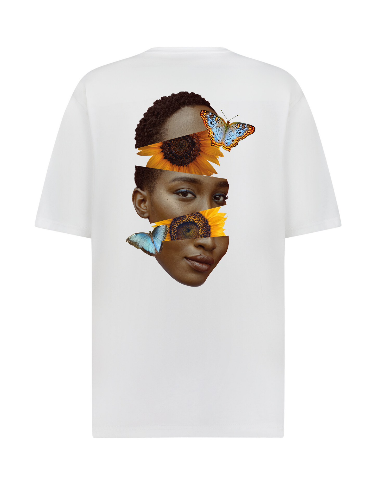 T-shirt blanc avec tête de tournesol