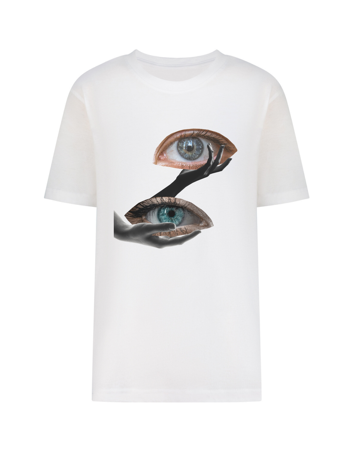 T-shirt blanc avec yeux servis