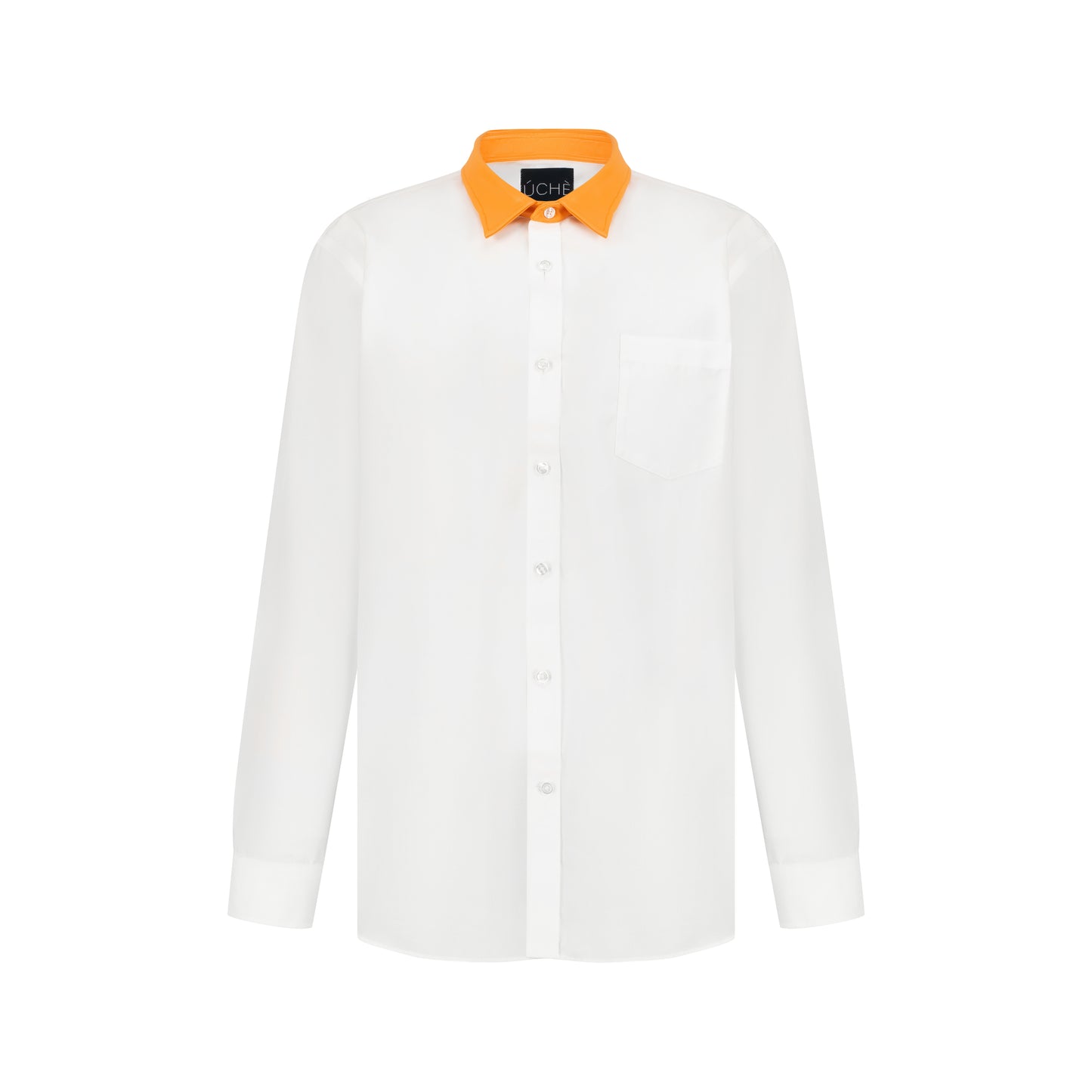 Orange Collar White Shirt