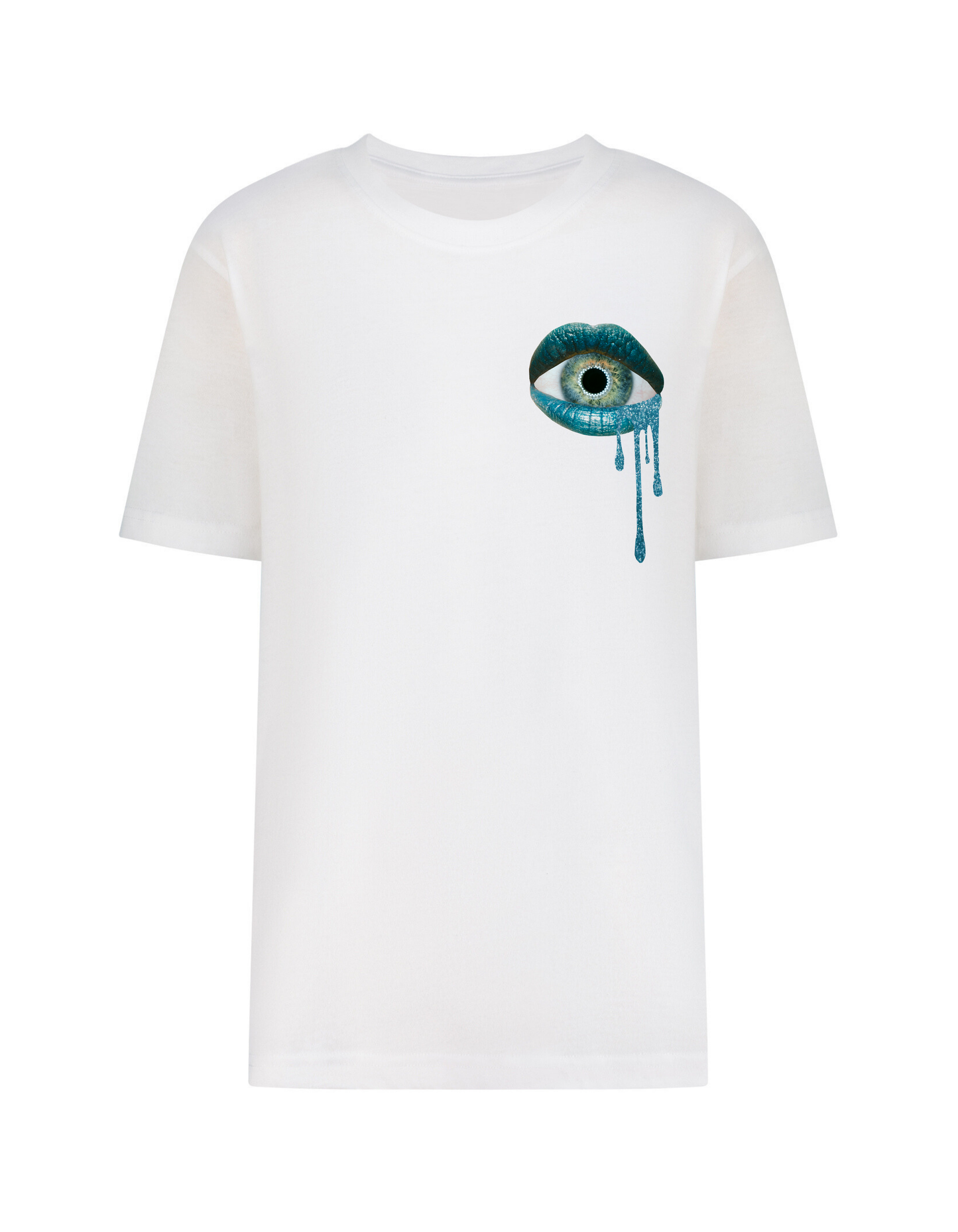 T-shirt blanc avec bouche et yeux