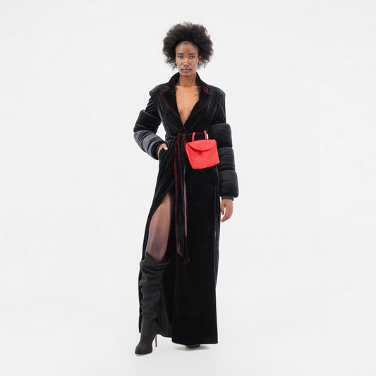 Belted Red Bag Trench Coat