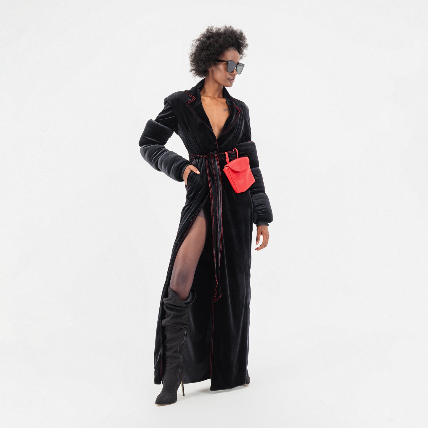 Belted Red Bag Trench Coat