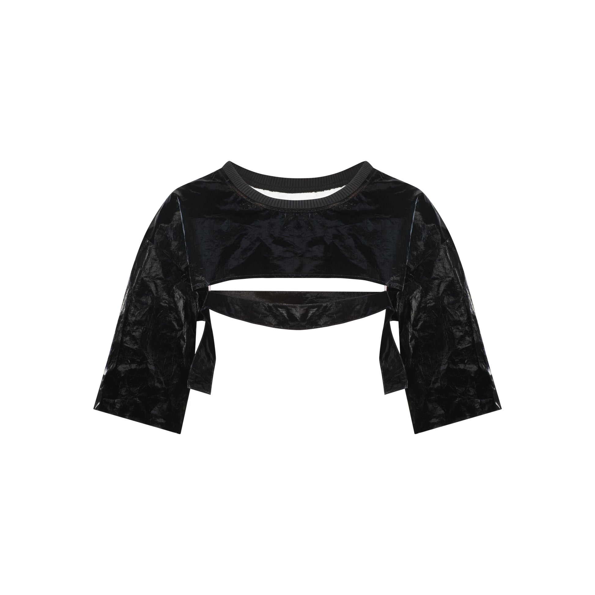 Black Cut-Out Paper Crop Top