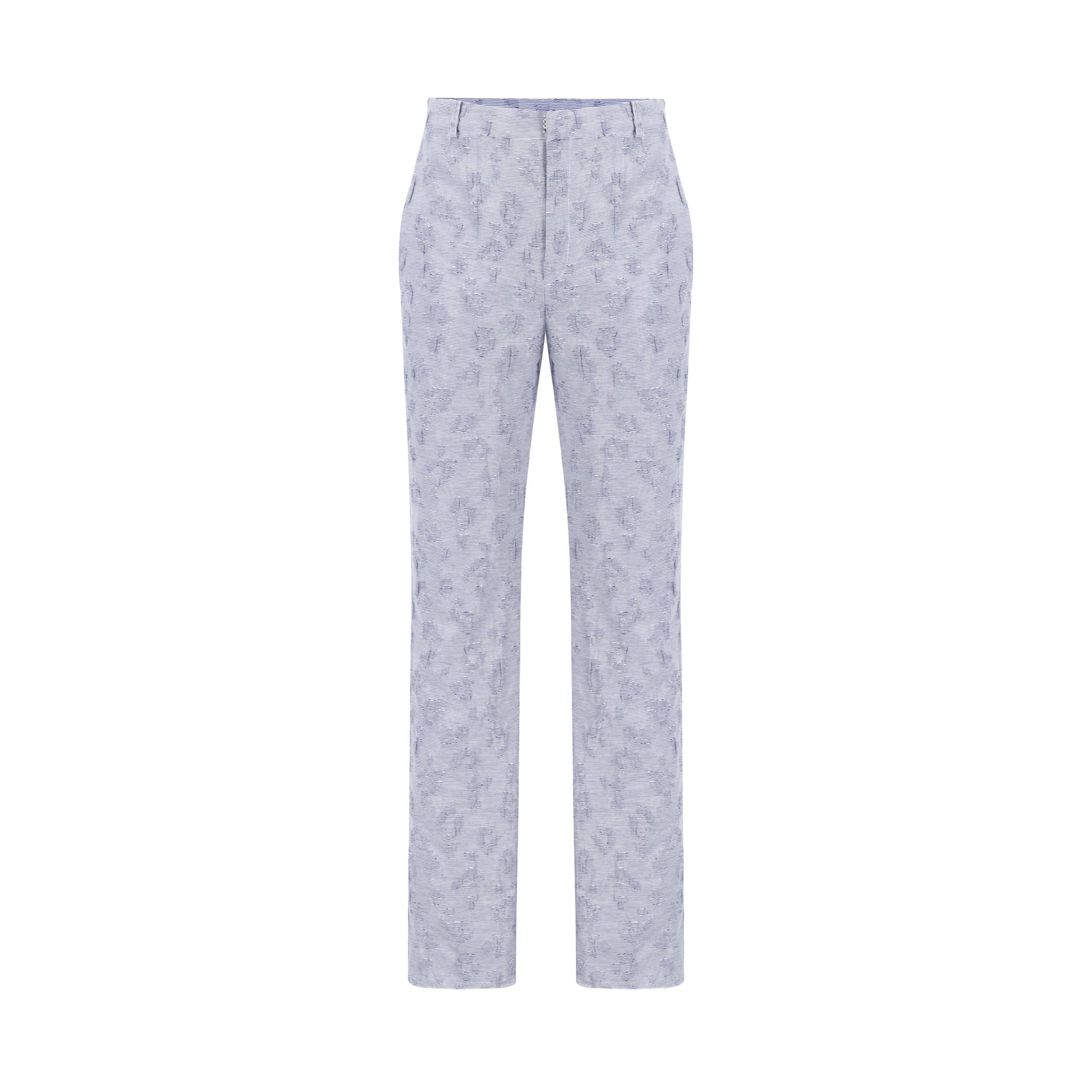 Blue Embossed Jacquard Pants
