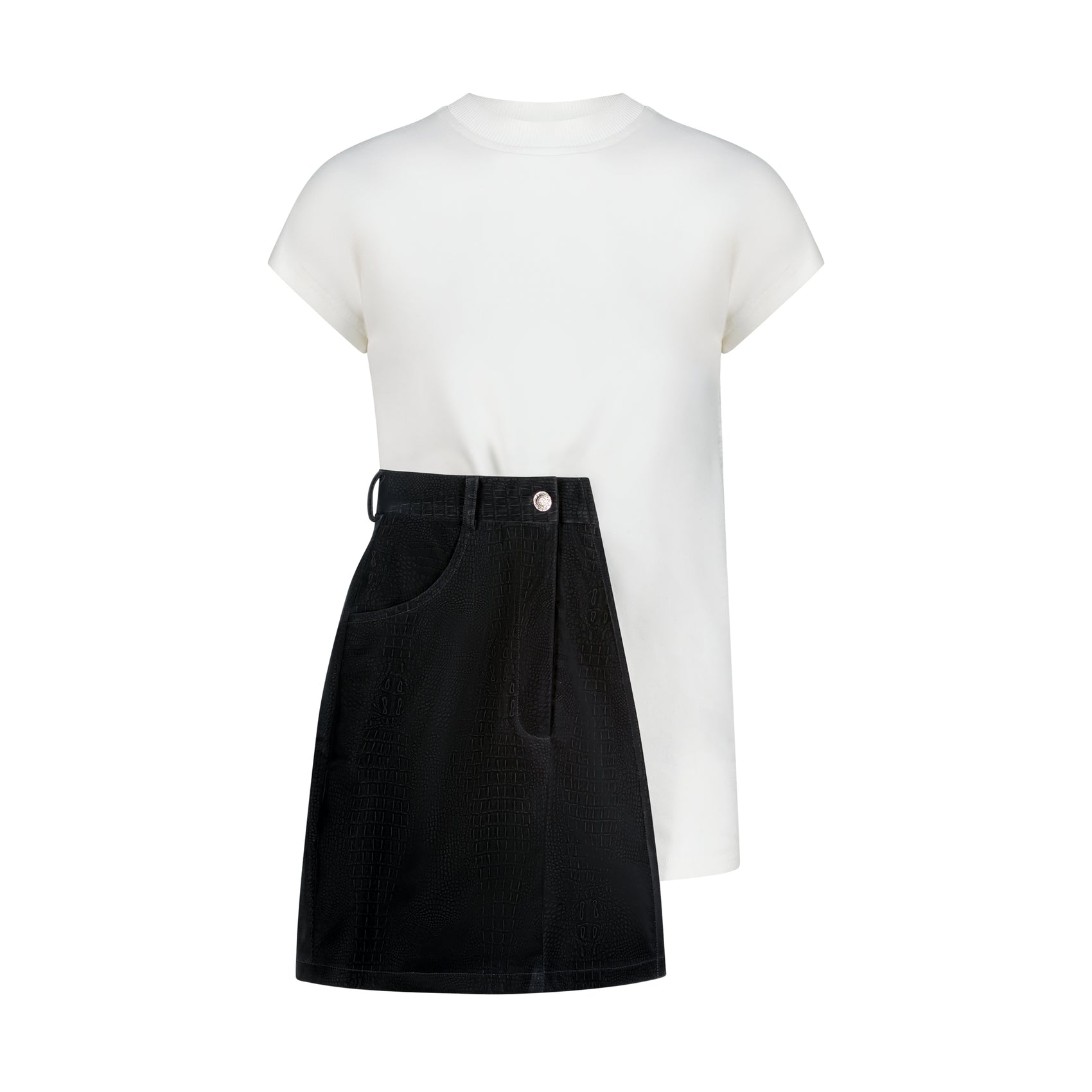Crocodile Print Half Skirt T-Shirt