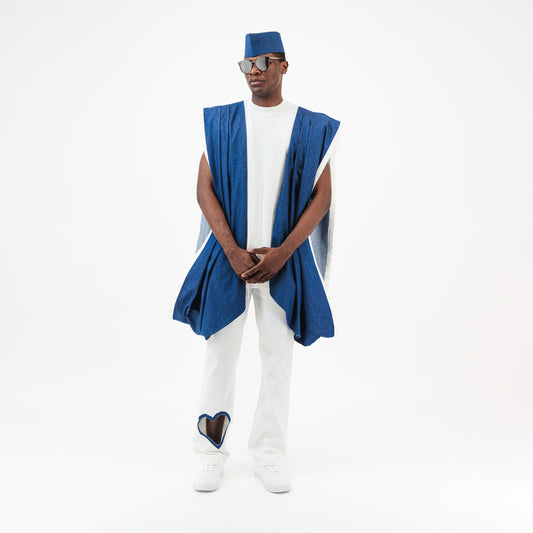 Denim Agbada Sleeves T - Shirt