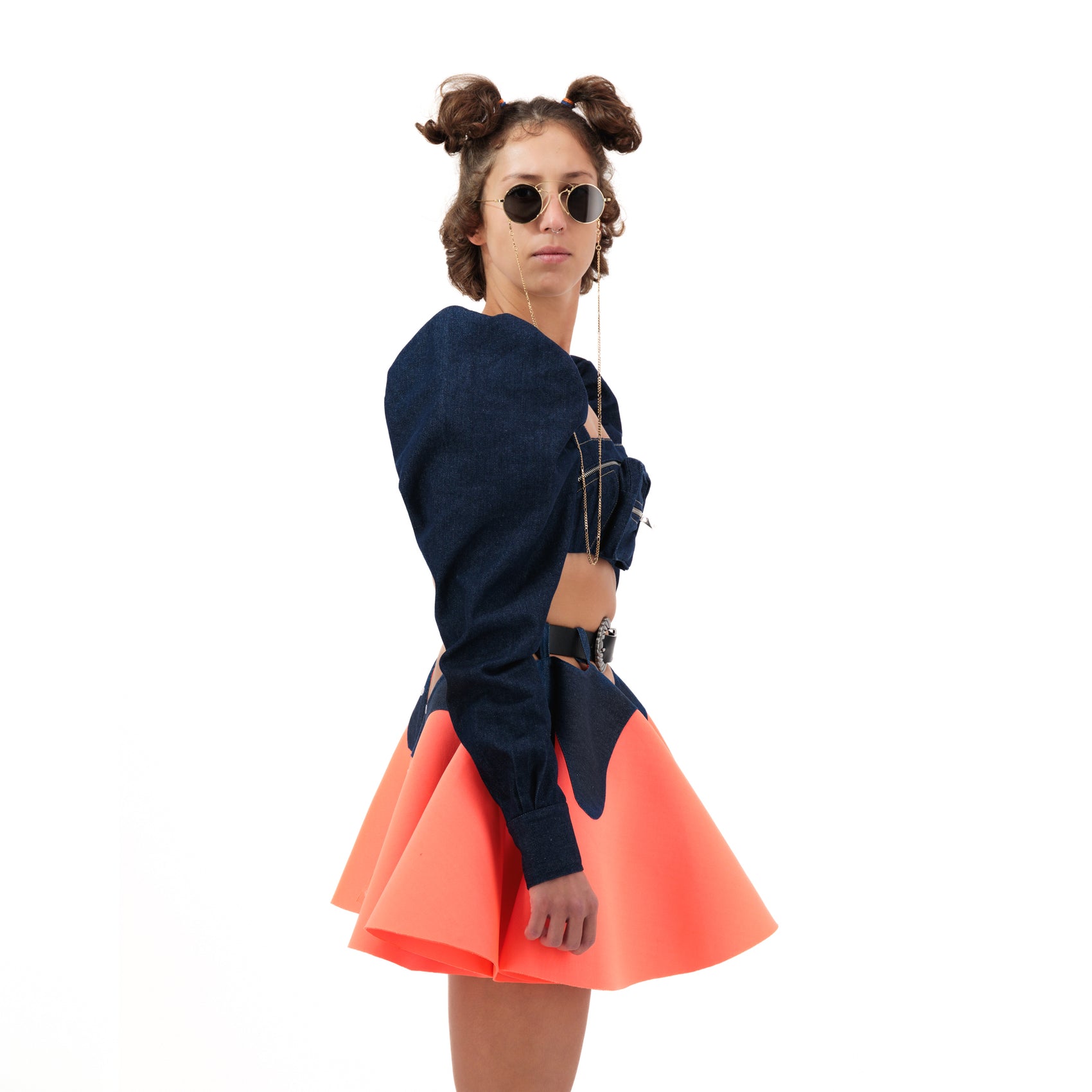 Denim Long Sleeve Bumbag Top