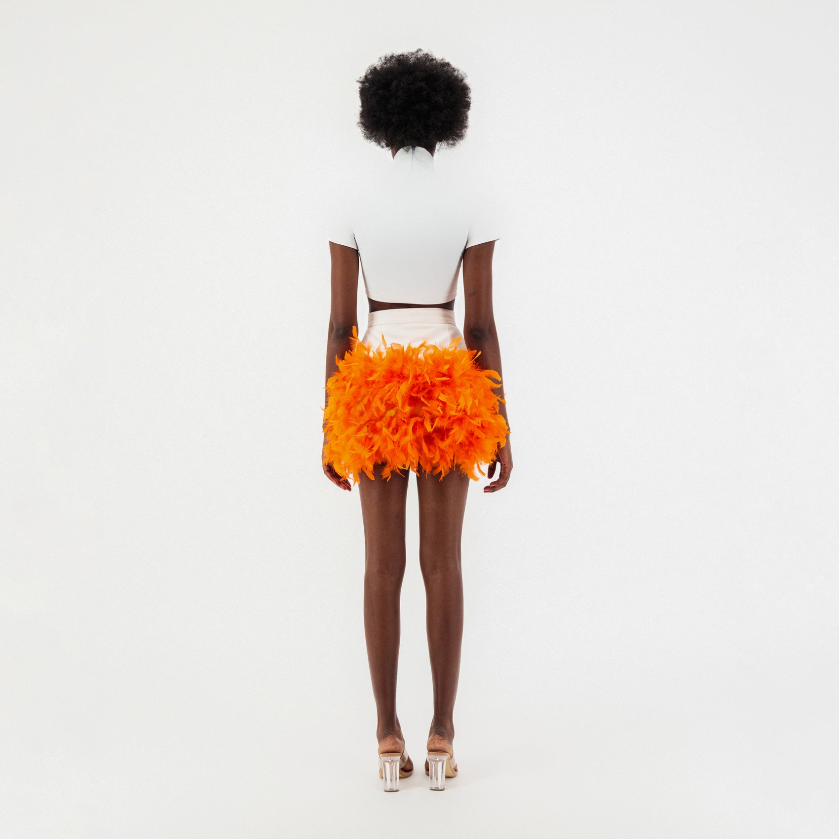 Denim Mini Feather Skirt