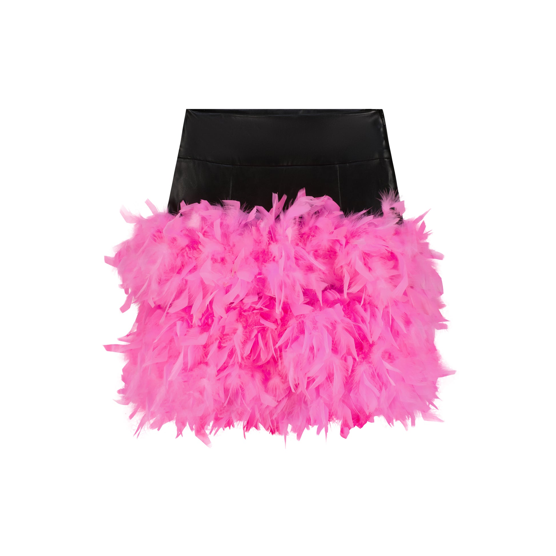 Faux Leather Mini Feather Skirt