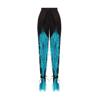 Feather tie- ankle pants in Black