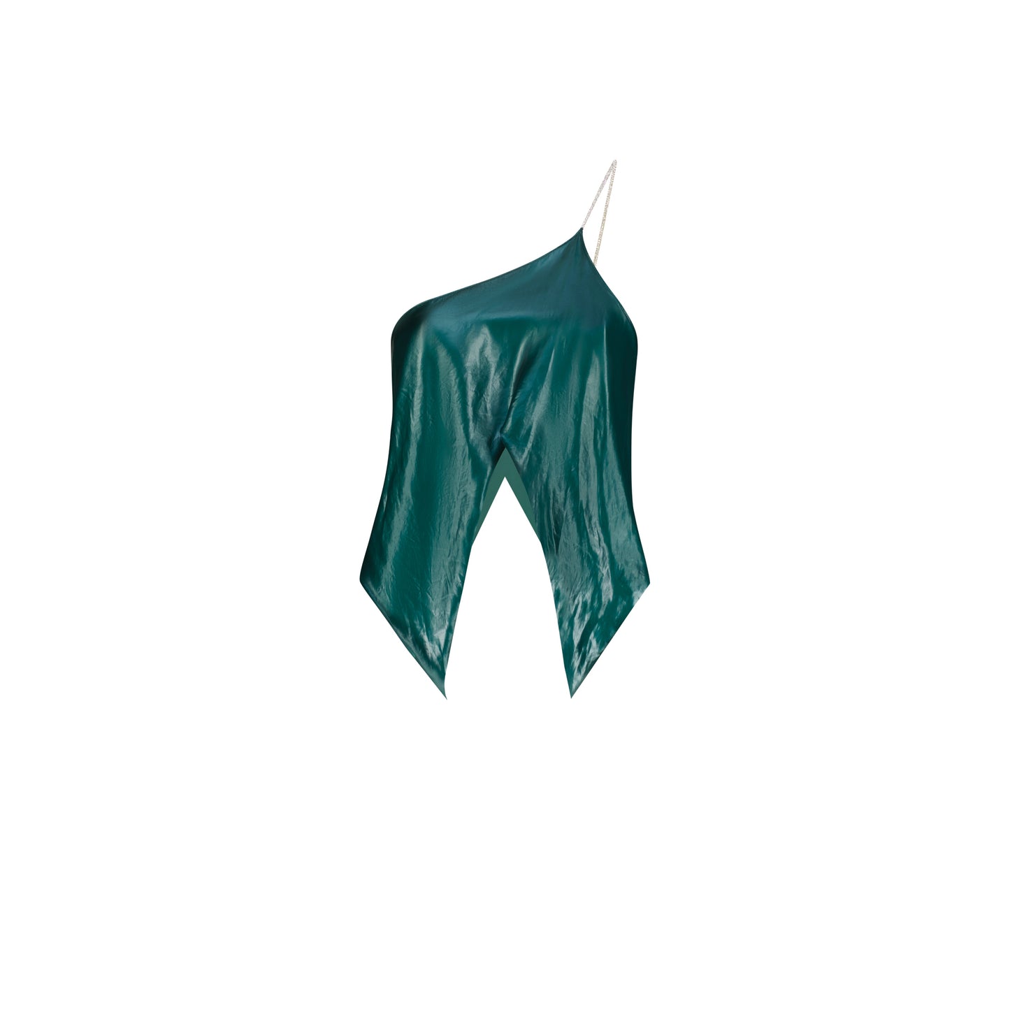 Green Asymmetric strap draped top