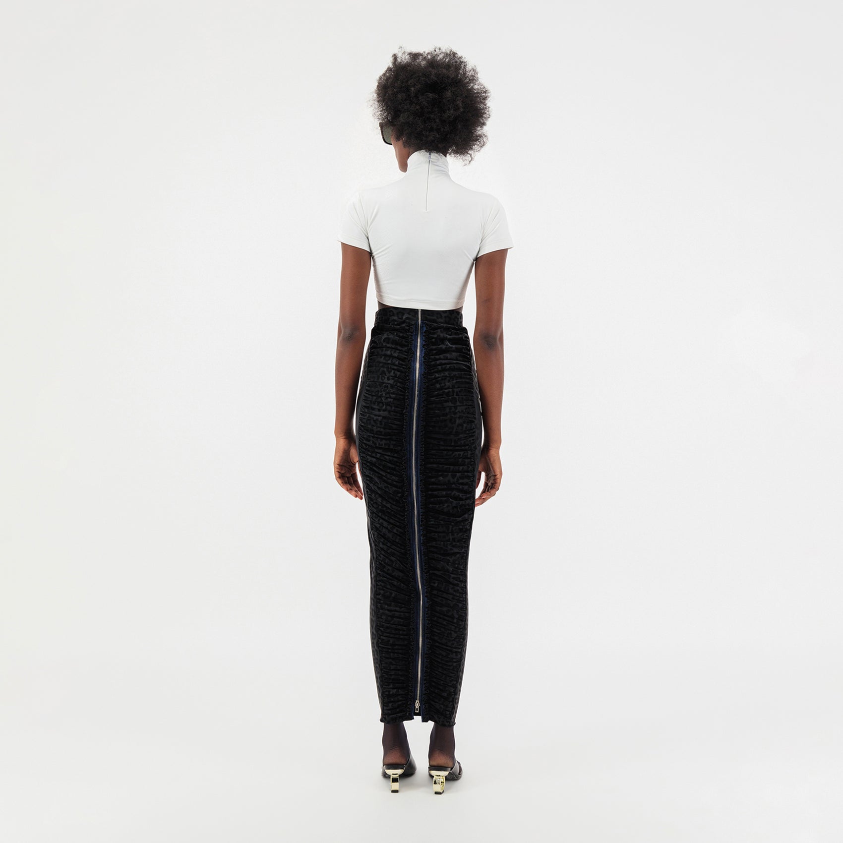 Leopard Print Scrunched Pencil Skirt