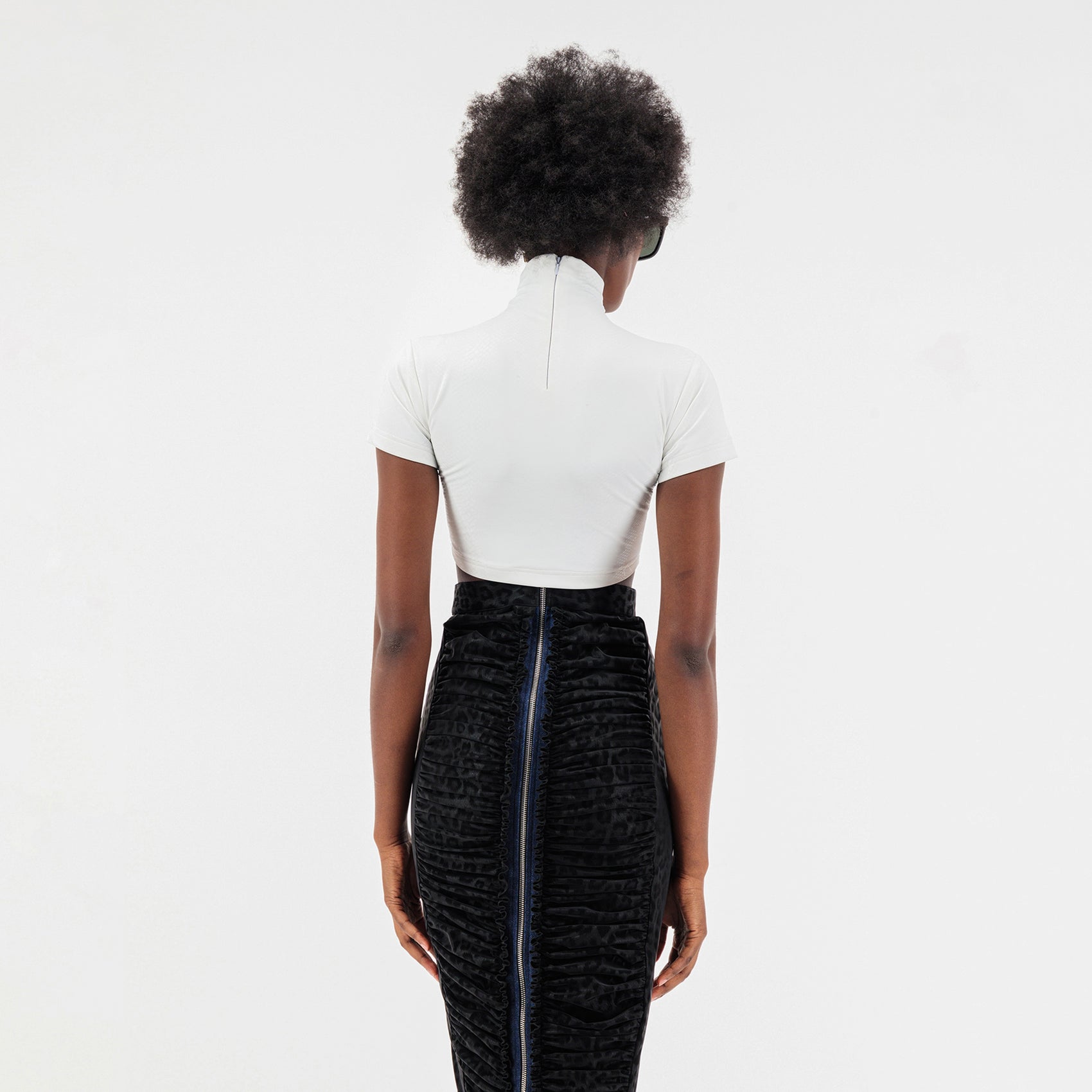 Leopard Print Scrunched Pencil Skirt
