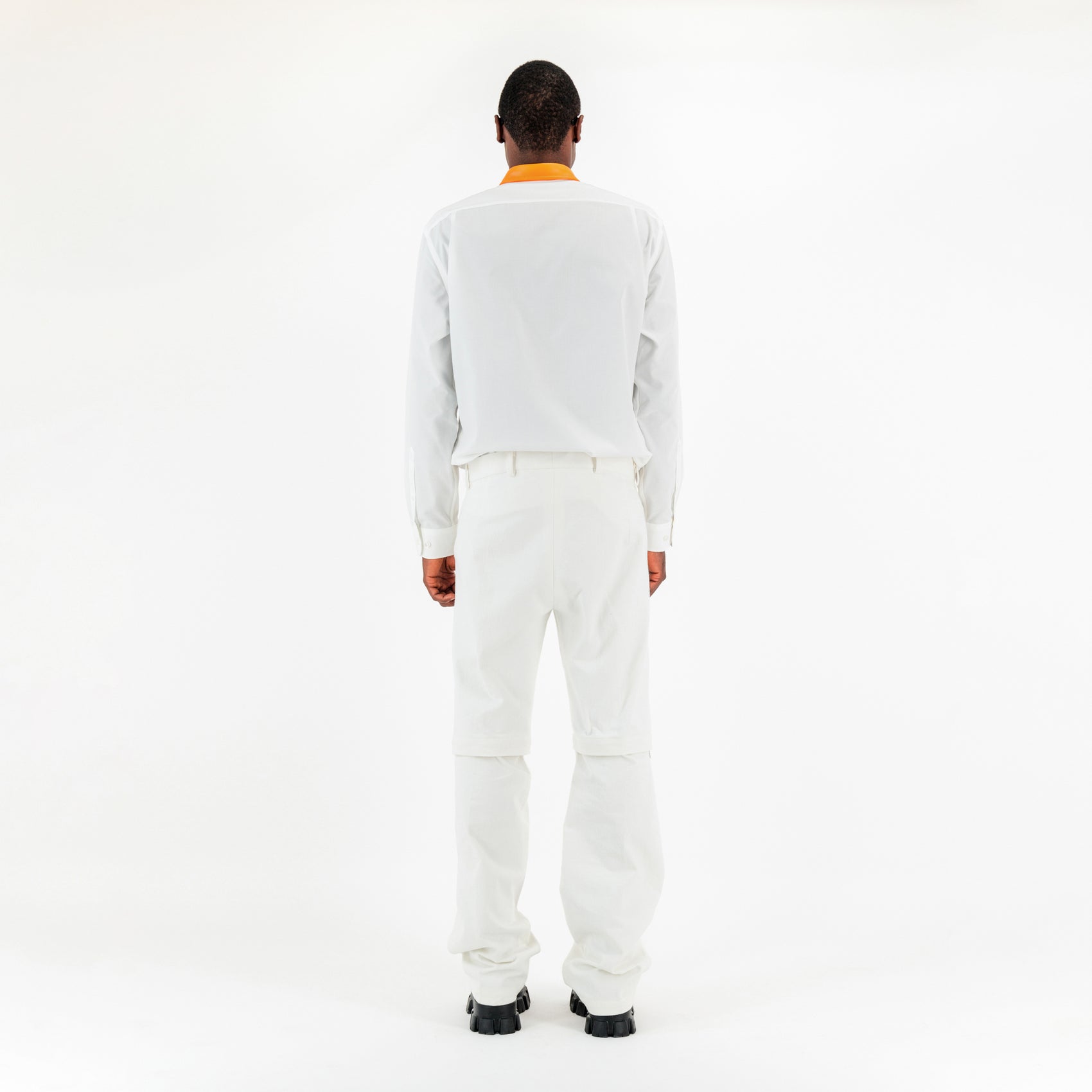 Orange Collar White Shirt