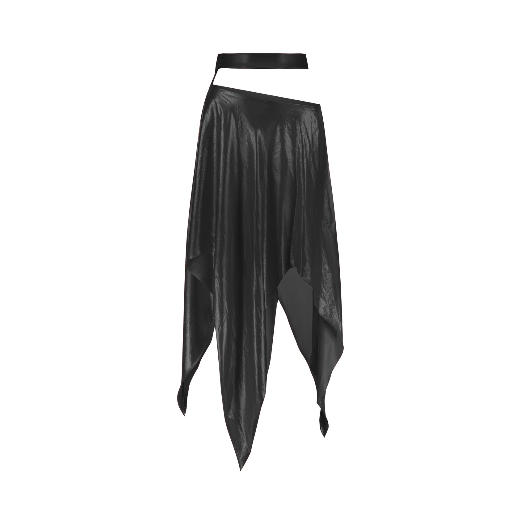 Satin Cut Out Maxi Skirt in Black