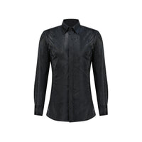 Snake Print Collared Shirt in Black