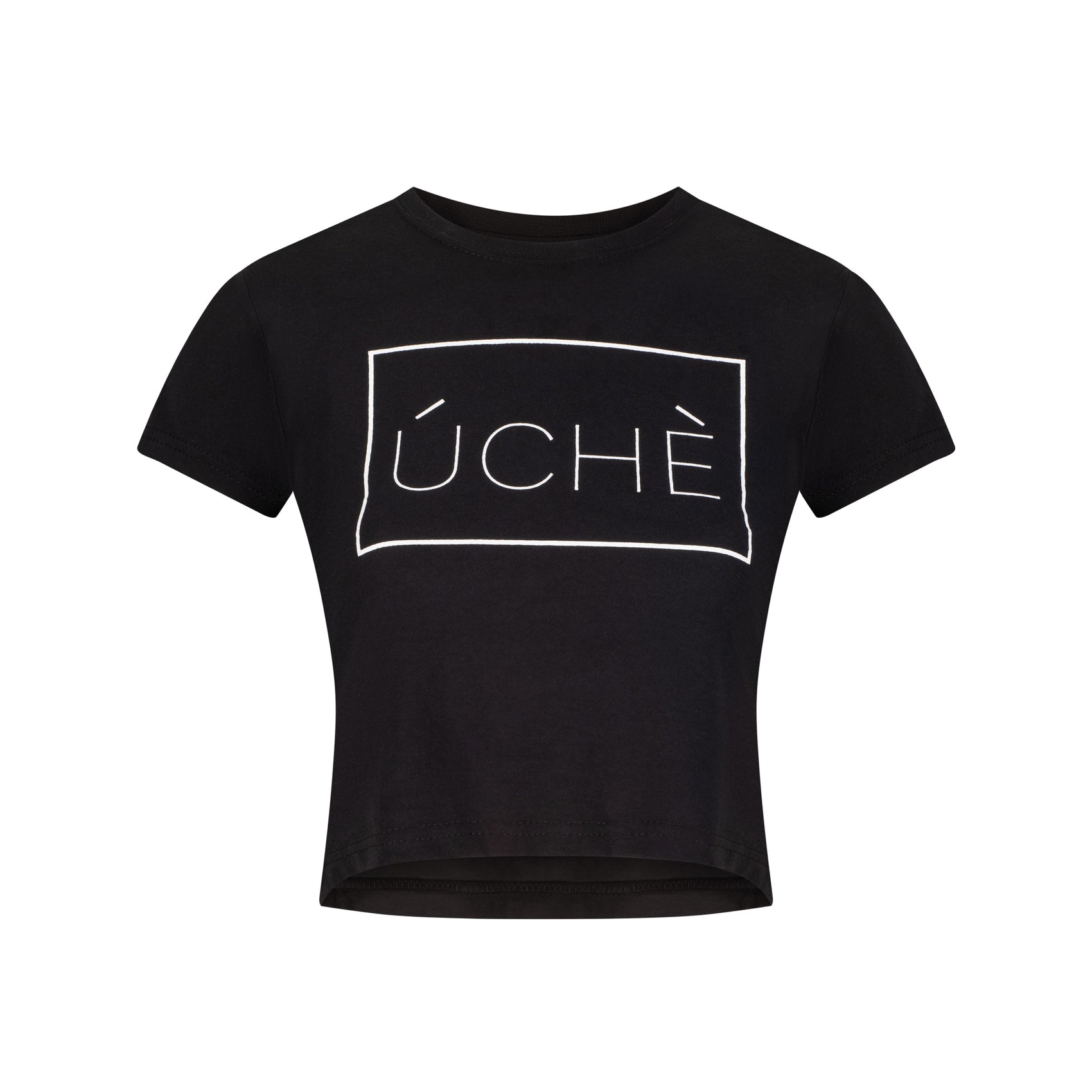 ÚCHÈ Logo Cotton Cropped T-shirt in Black