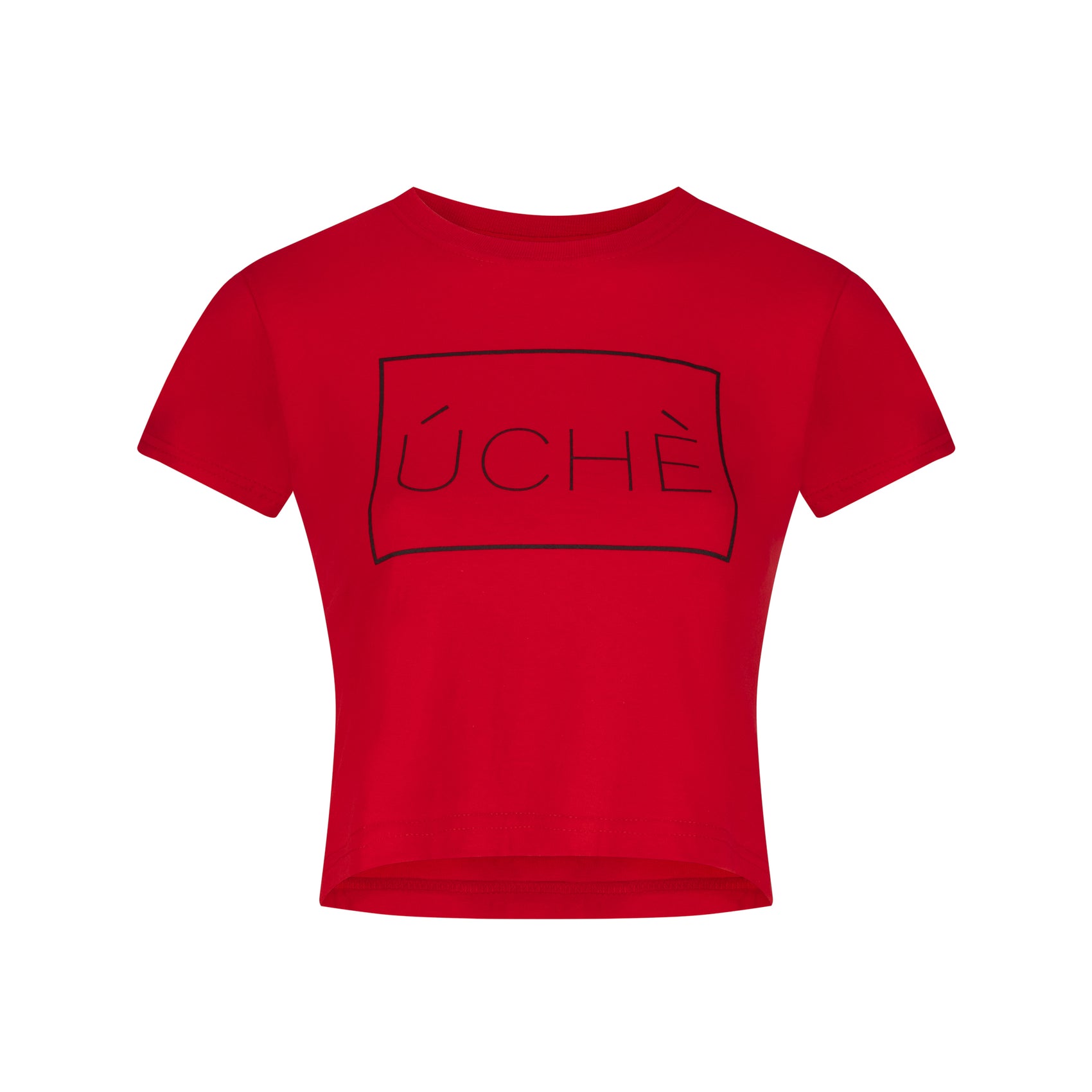 ÚCHÈ Logo Cotton Cropped T-shirt in Red