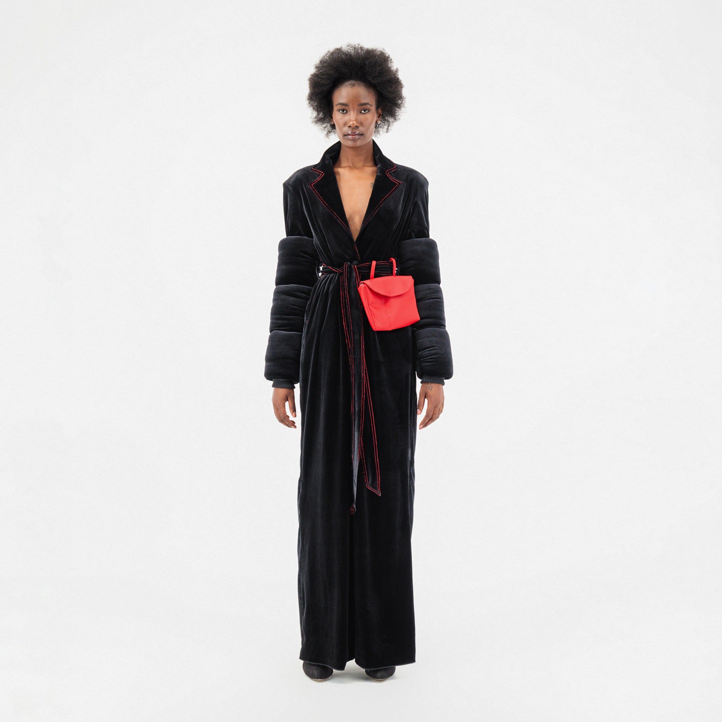 Belted Red Bag Trench Coat