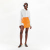 Orange Faux Leather Cut Out Skirt