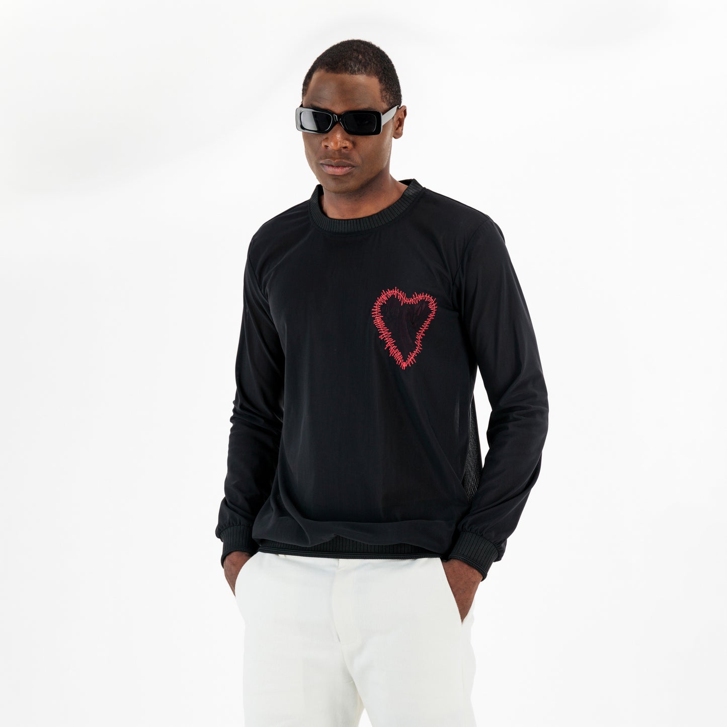 Red Heart Detail Sweater