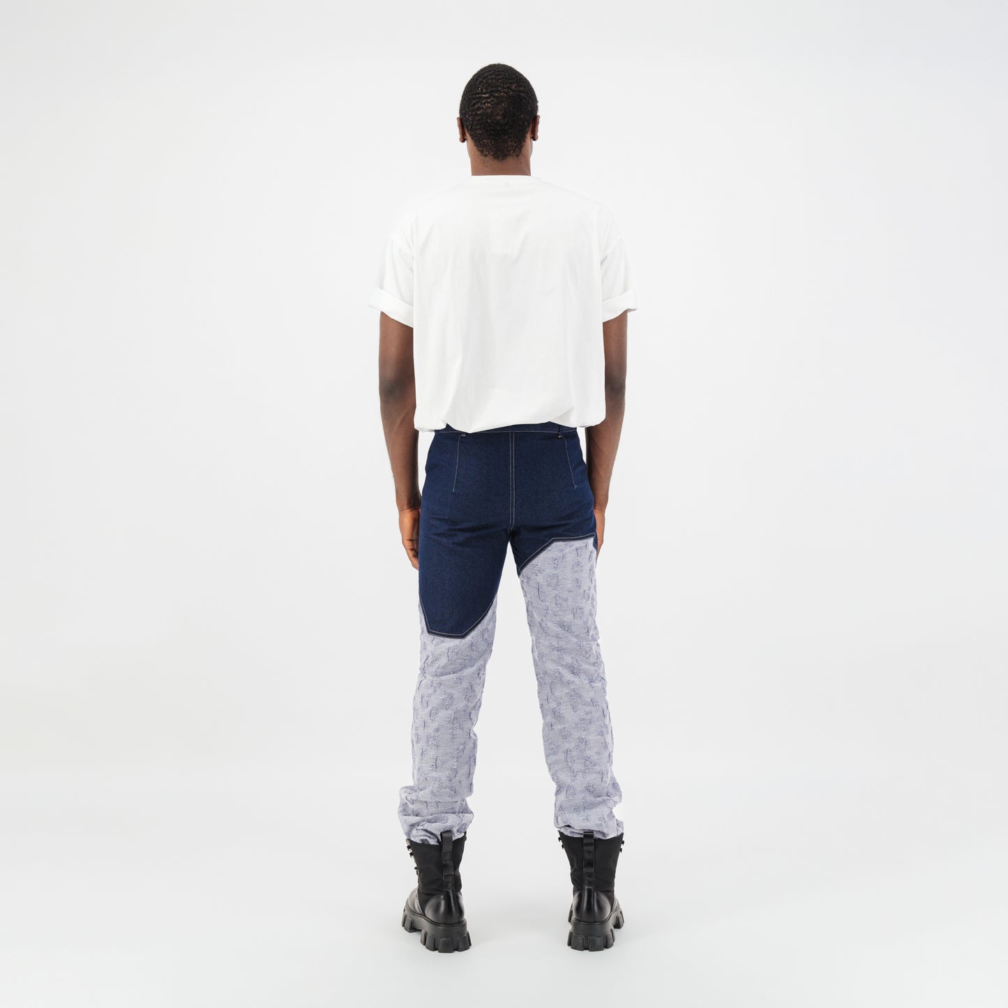 Jacquard Two Tone Denim Pants