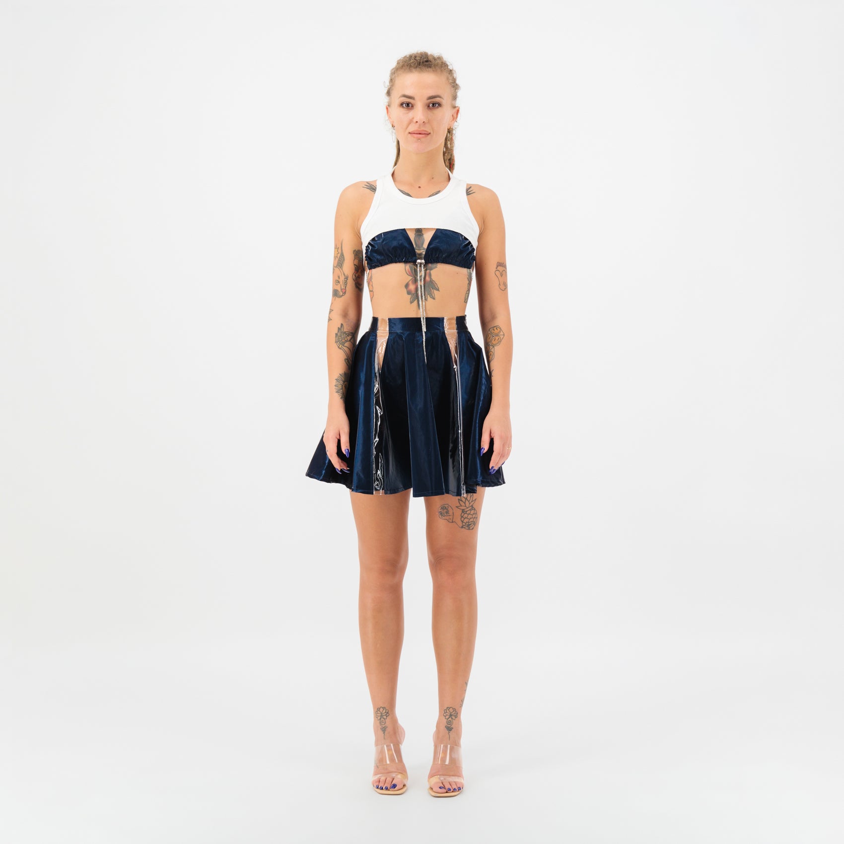 Navy Blue Clear Cut-Out Skirt