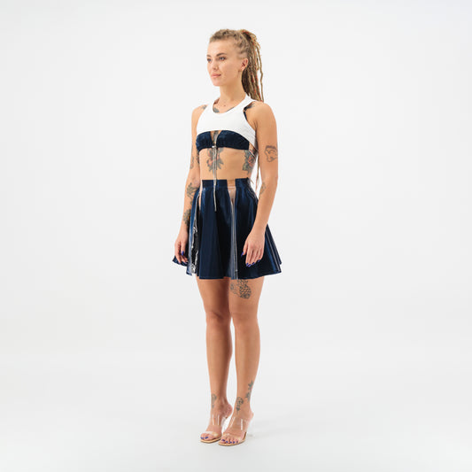 Navy Blue Clear Cut-Out Skirt