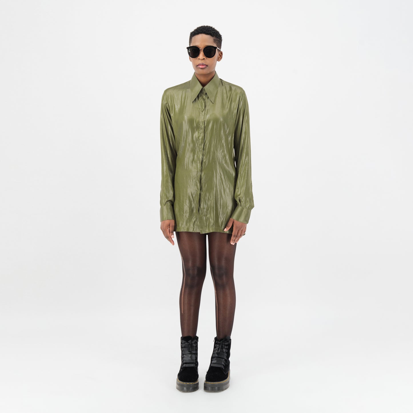 Satin Shirt In Green Women