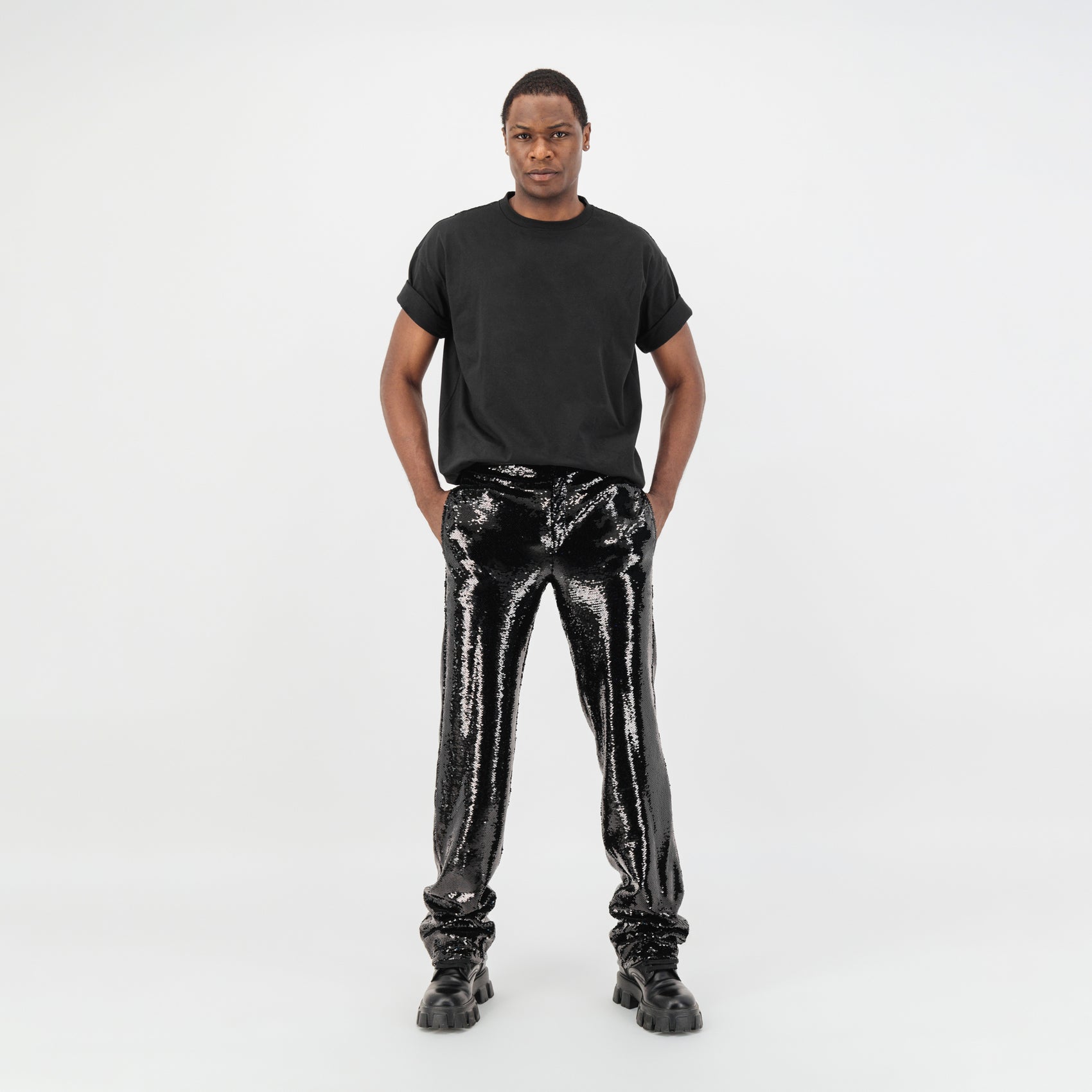 Pantalon à paillettes noires