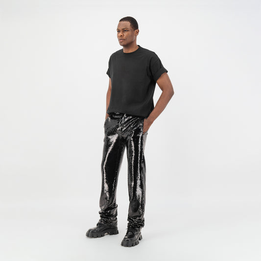 Pantalon à paillettes noires